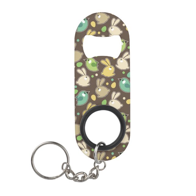 spring pattern with easter eggs,birds keychain bottle opener (Front)