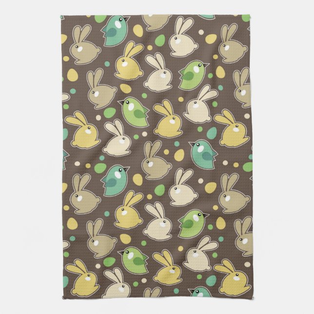 spring pattern with easter eggs,birds kitchen towel (Vertical)