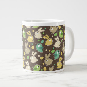 spring pattern with easter eggs,birds large coffee mug