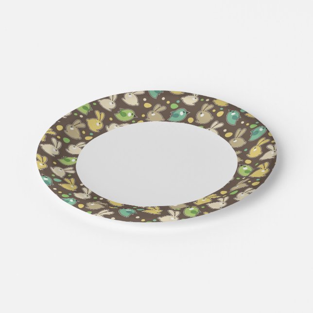 spring pattern with easter eggs,birds paper plate (Angled)