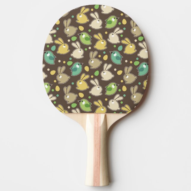 spring pattern with easter eggs,birds ping pong paddle (Front)