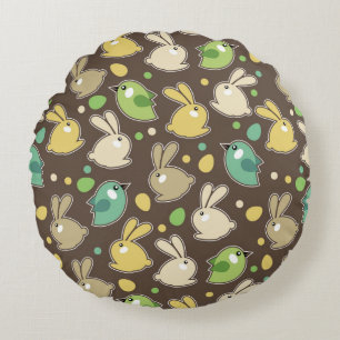 spring pattern with easter eggs,birds round pillow