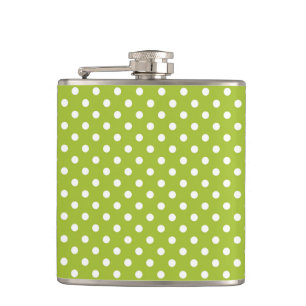 Spring pattern with white polka dots hip flask