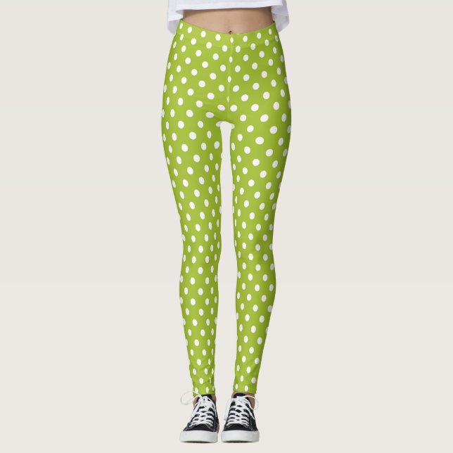 Spring pattern with white polka dots leggings (Front)