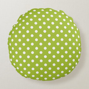 Spring pattern with white polka dots round pillow