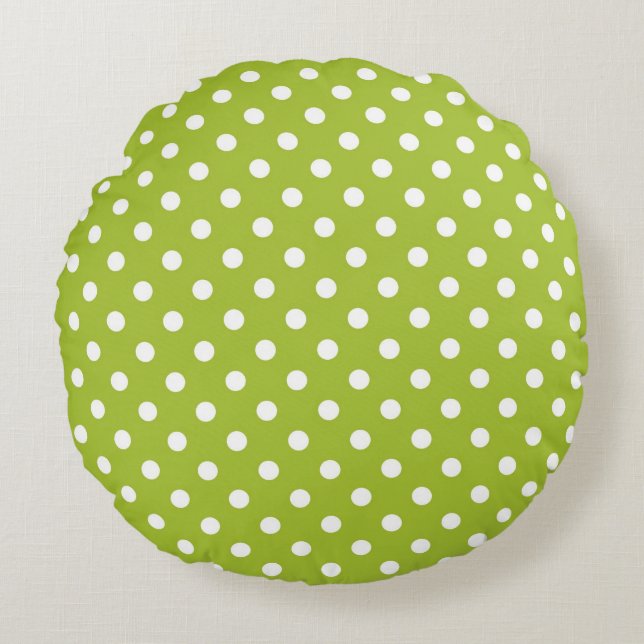 Spring pattern with white polka dots round pillow (Front)
