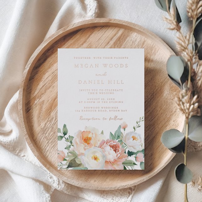 Spring Peach White Blush Floral Wedding Rose Gold (Creator Uploaded)