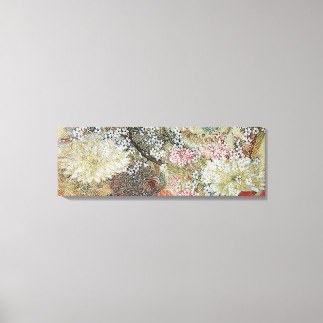 Spring Peacocks Under Blossom Tree Canvas Print (Front)