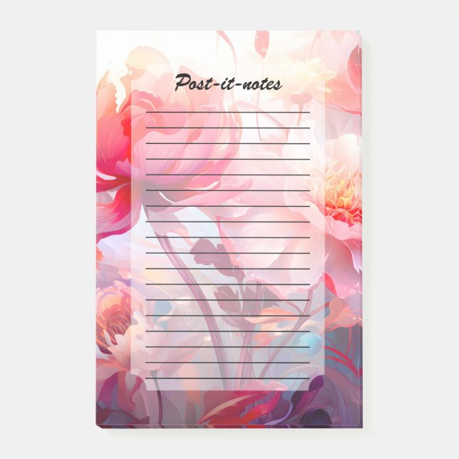 Spring Peony Bloom Garden Watercolor Post-it Notes (Front)