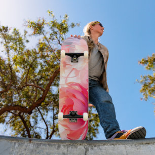 Spring Peony Bloom Garden Watercolor Skateboard