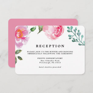 Spring Peony Floral Wedding Reception Card