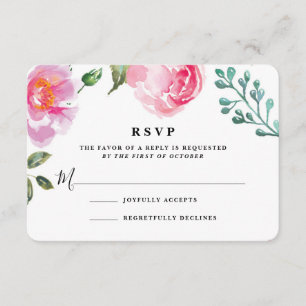Spring Peony Floral Wedding Reply Card