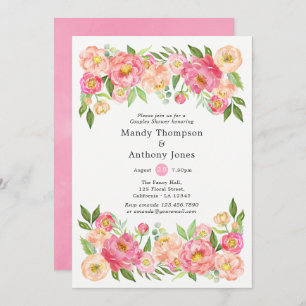 Spring Peony Flower Couples Shower Invitation