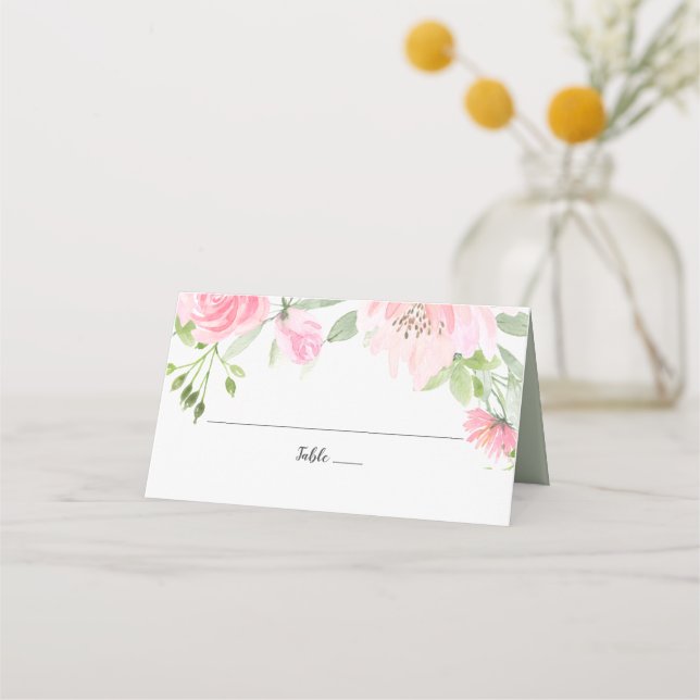 Spring Peony Wedding Place Card (Front)