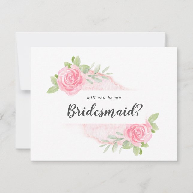 Spring Peony Will You Be My Bridesmaid Note Card (Front)