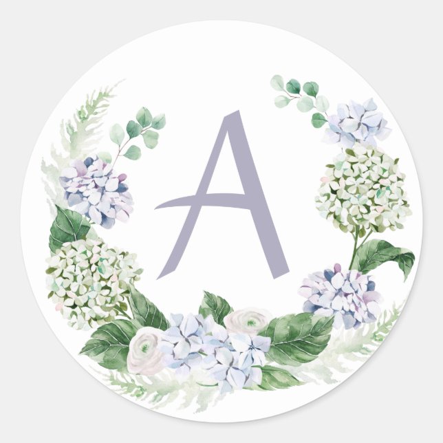 Spring peony wreath with letter customisable classic round sticker (Front)