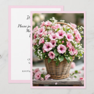 Spring Petunias in Pink Personalize Party Invitation