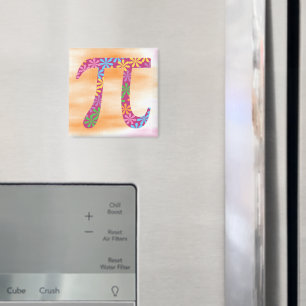 Spring Pi © Floral Math Symbol Pink Orange Magnet