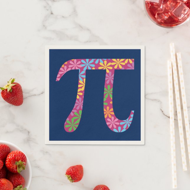 Spring Pi - Flowery Colourful Pi Day Paper Napkins (Insitu)