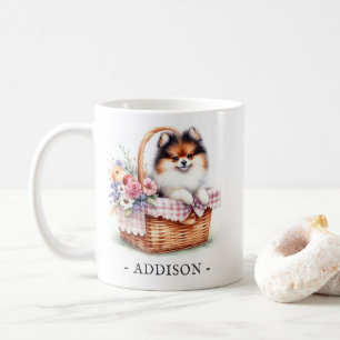 Spring Picnic Pomeranian Mug with Name Template