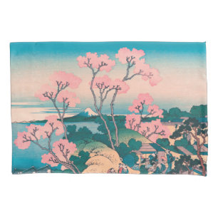 Spring Picnic under Cherry Tree Flowers Mount Fuji Pillowcase