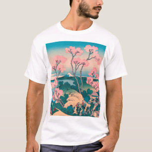 Spring Picnic under Cherry Tree Flowers Mount Fuji T-Shirt