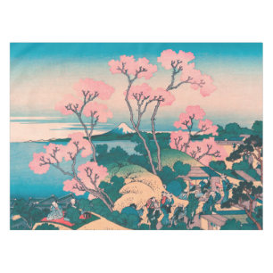 Spring Picnic under Cherry Tree Flowers Mount Fuji Tablecloth