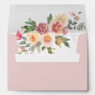 Spring Pink Blush Floral Wedding Envelope