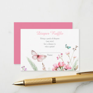 Spring Pink Butterfly Floral Baby Shower Enclosure Card