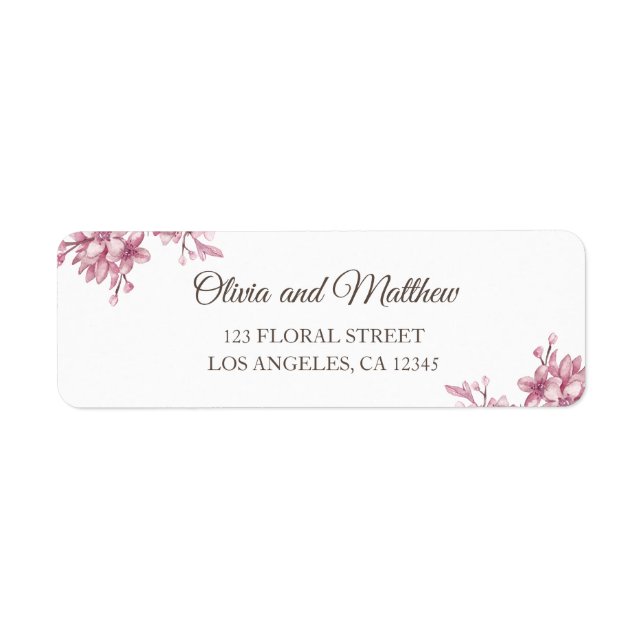 Spring pink cherry blossom. Floral wedding Label (Front)