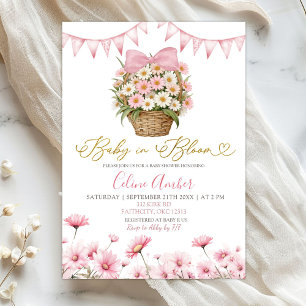 Spring Pink Daisy Baby Bloom Coquette Baby Shower Invitation