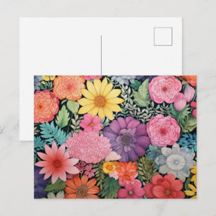 Spring pink floral background postcard