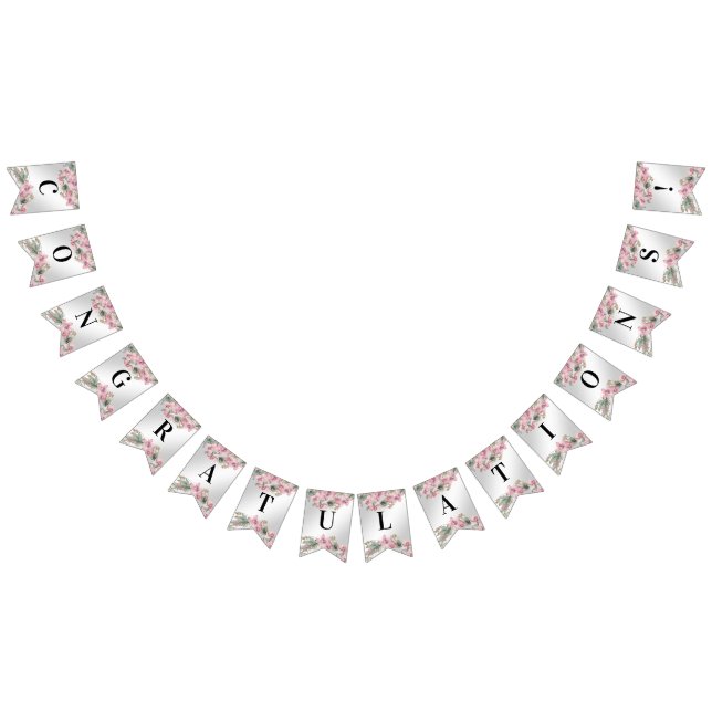 Spring Pink Floral Bunting Flag (All)