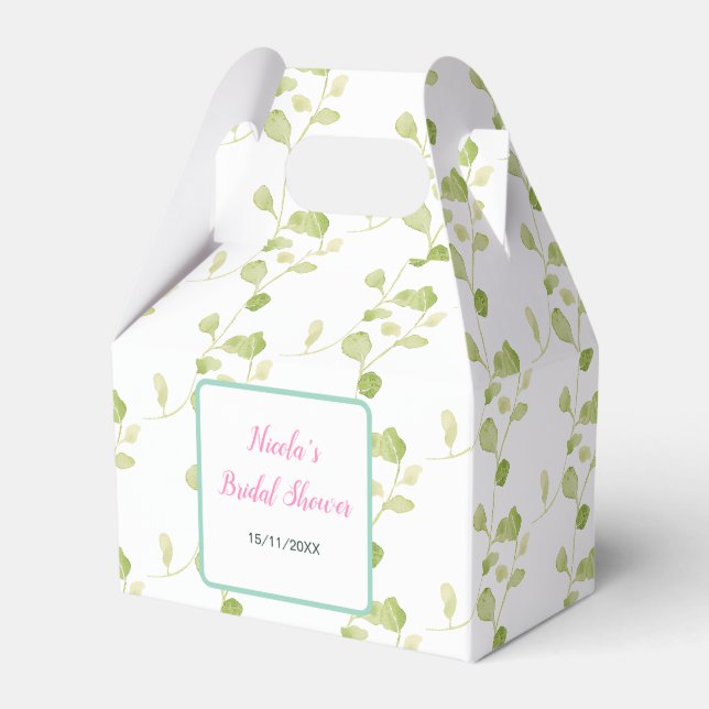 Spring Pink Floral Wreath Bridal Shower Favor Box (Front Side)