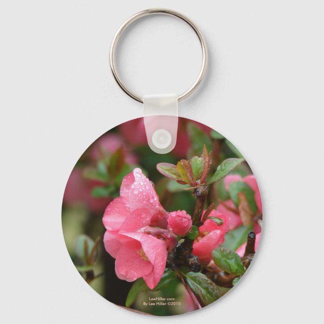 Spring Pink Flowering Quince Keychain (Front)