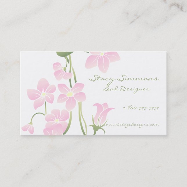 Spring Pink Flowers Business Cards (Front)