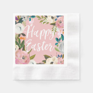 Spring Pink Happy Easter Napkin