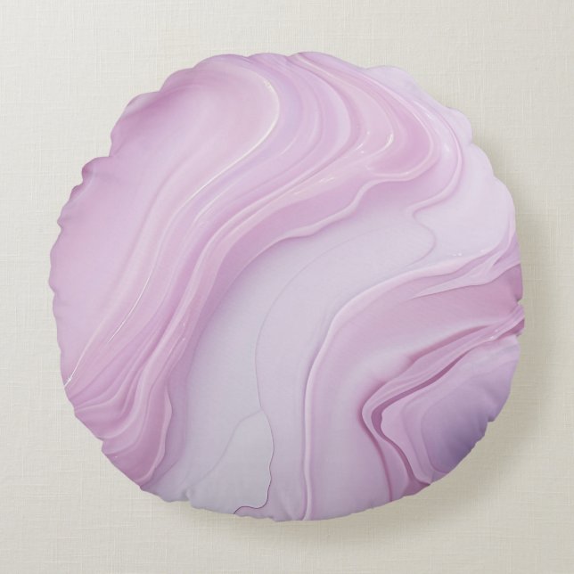  Spring Pink Light Pink Marble Swirl  Round Pillow (Front)