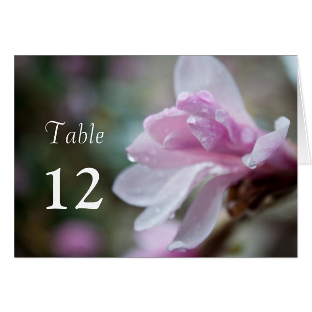 spring pink magnolia flower dinner table card. (Front Horizontal)