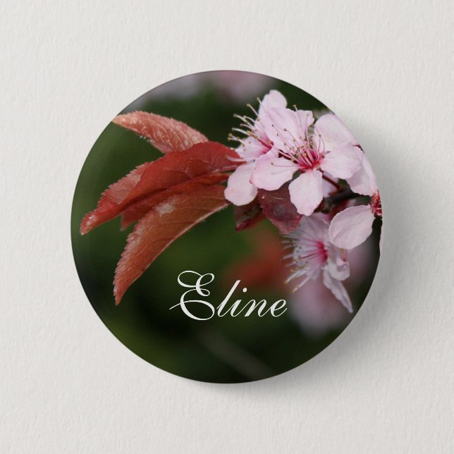 spring pink plum flowers 2 inch round button (Front)