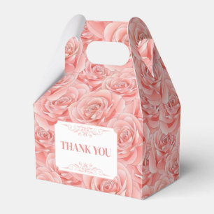 Spring Pink Roses Blossom Floral Thank You Favor Box