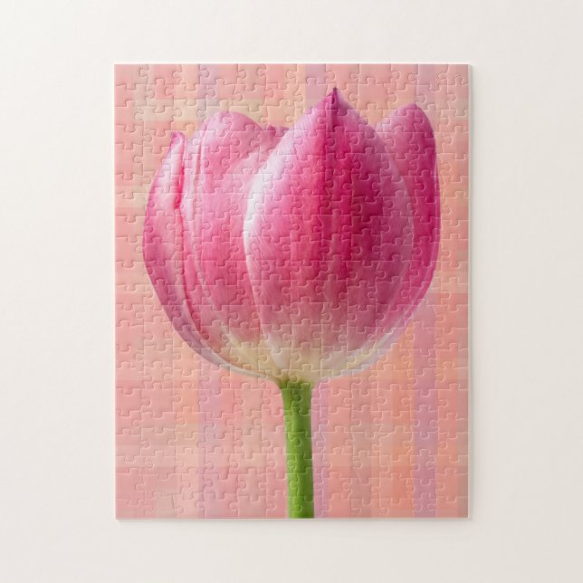Spring Pink Tulip Art Flower Puzzle (Vertical)