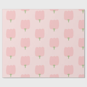 Spring Pink Tulip Flowers Floral Pattern Wrapping Paper