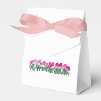 Spring Pink Tulip Tent Bag with Pink Ribbon q Favor Box