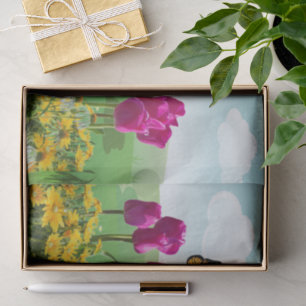 Spring Pink Tulips and Butterfly Decoupage Tissue Paper
