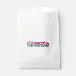 Spring Pink Tulips Custom White Favour Bag