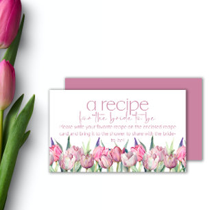 Spring pink tulips Recipe for the bride Enclosure Card