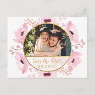 Spring Pinks Watercolor Floral Save The Date Announcement Postcard