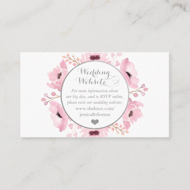 Spring Pinks Watercolor Floral Wedding Collection Enclosure Card (Front)