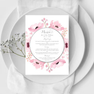 Spring Pinks Watercolor Floral Wedding Collection Menu